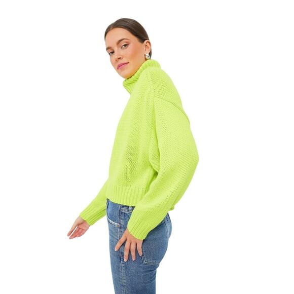 525 America Edie Peridot Lime Chunky Turtleneck Sweater Oversized Size XS New - Picture 3 of 11